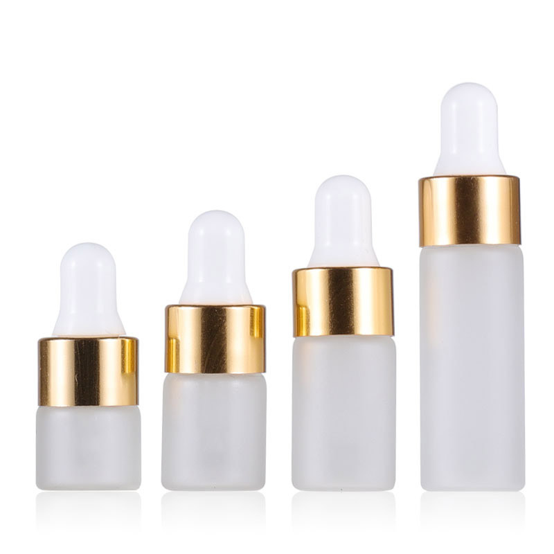 100Pcs/Lot 1 2 3 5ml Frosted Glass Dropper Bottle Jars Vials With Pipette For Cosmetic Perfume Essential Oil Subpackage