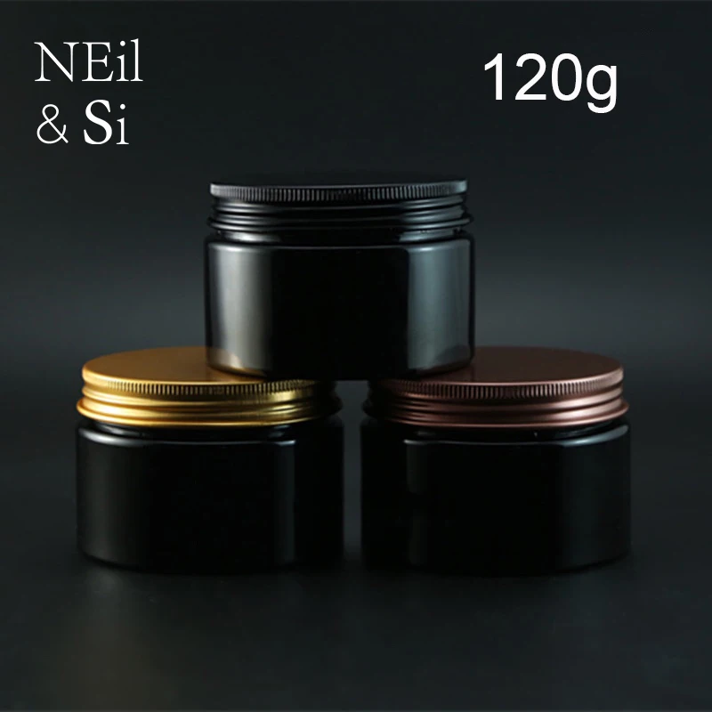 120g Black Plastic Empty Bottle Refillable Cosmetics Body Lotion Cream Jar Mask Powder Container Butter Packaging