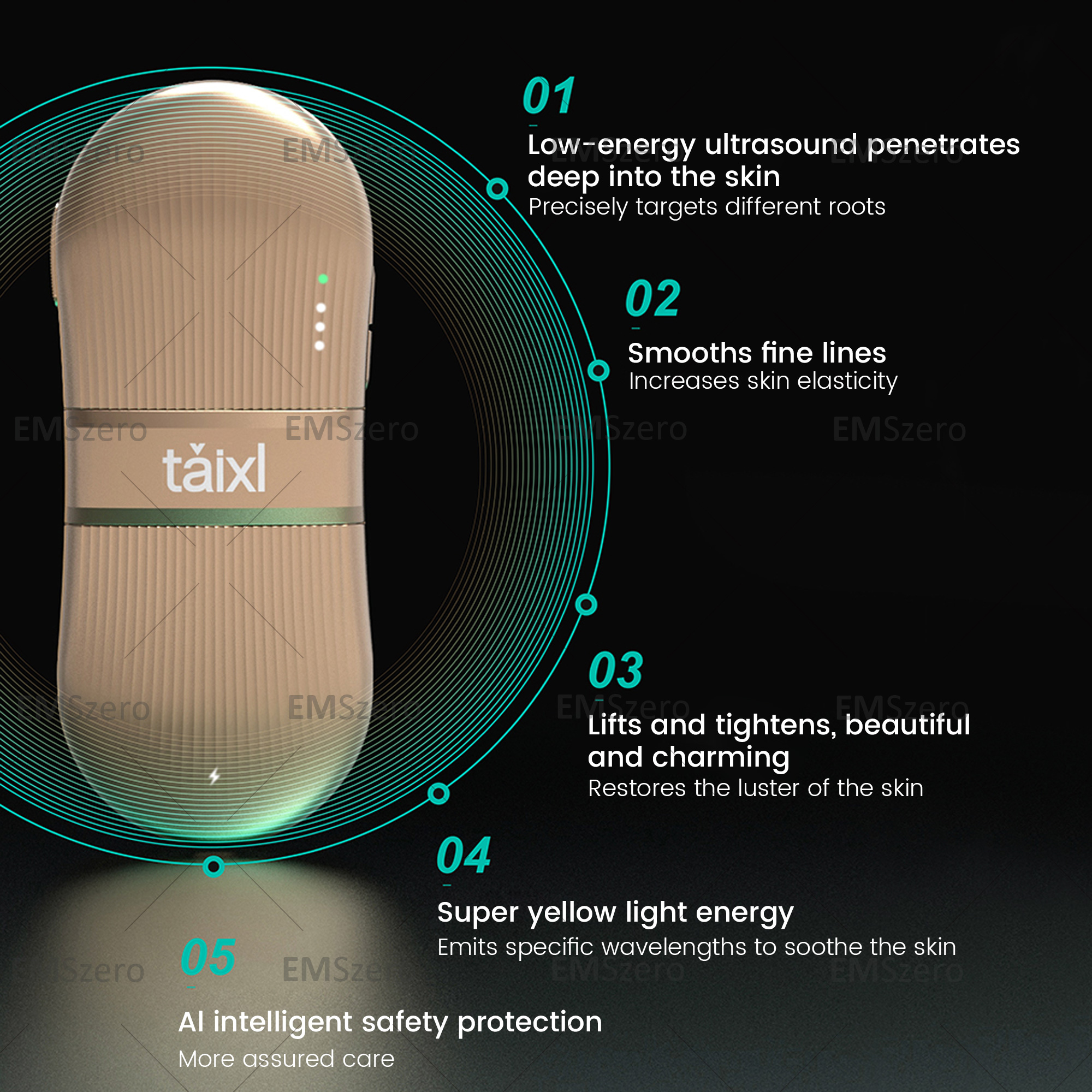 2025 Safety Enhanced Super Yellow Light Low Energy Ultrasound Device For Beauty Lifting Advanced Skin Rejuvenation Technology