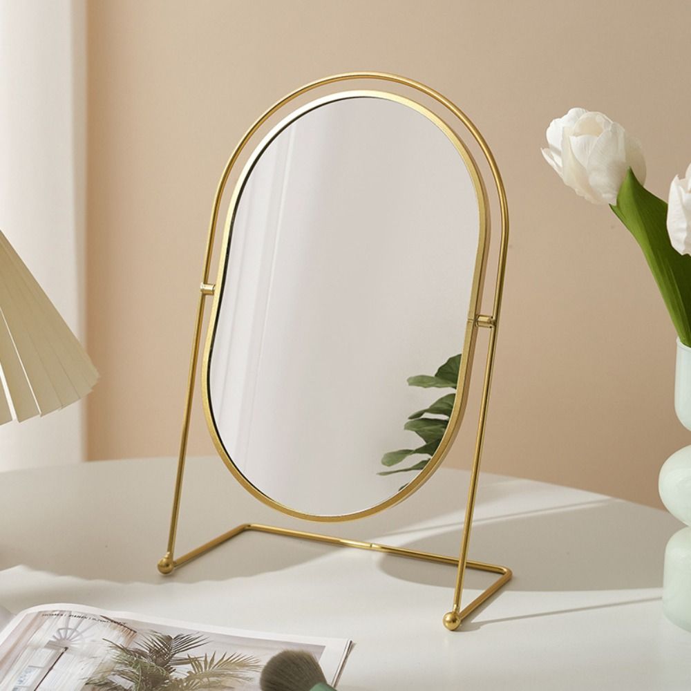 Iron Art Nordic Makeup Mirror Iron Frame 360° Rotatable Vanity Mirror Decoration Direct Color Desktop Cosmetic Mirror Women