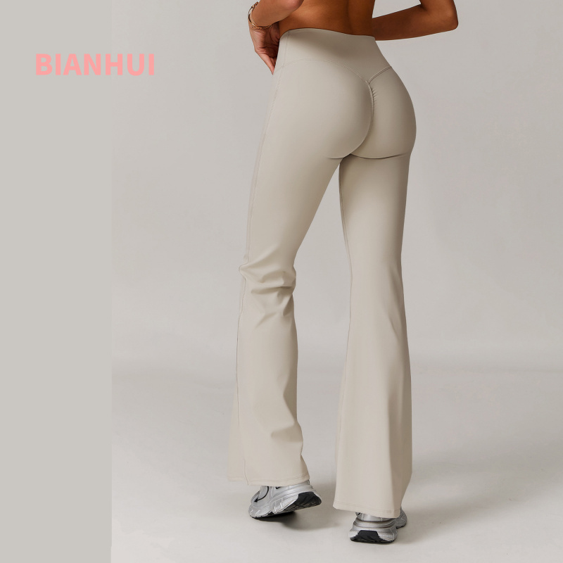 BIANHUI Tight Yoga Pants For Women Slightly Flared Wide-Leg Running Sports Long Pants High-Waisted Fitness Flare Leggings