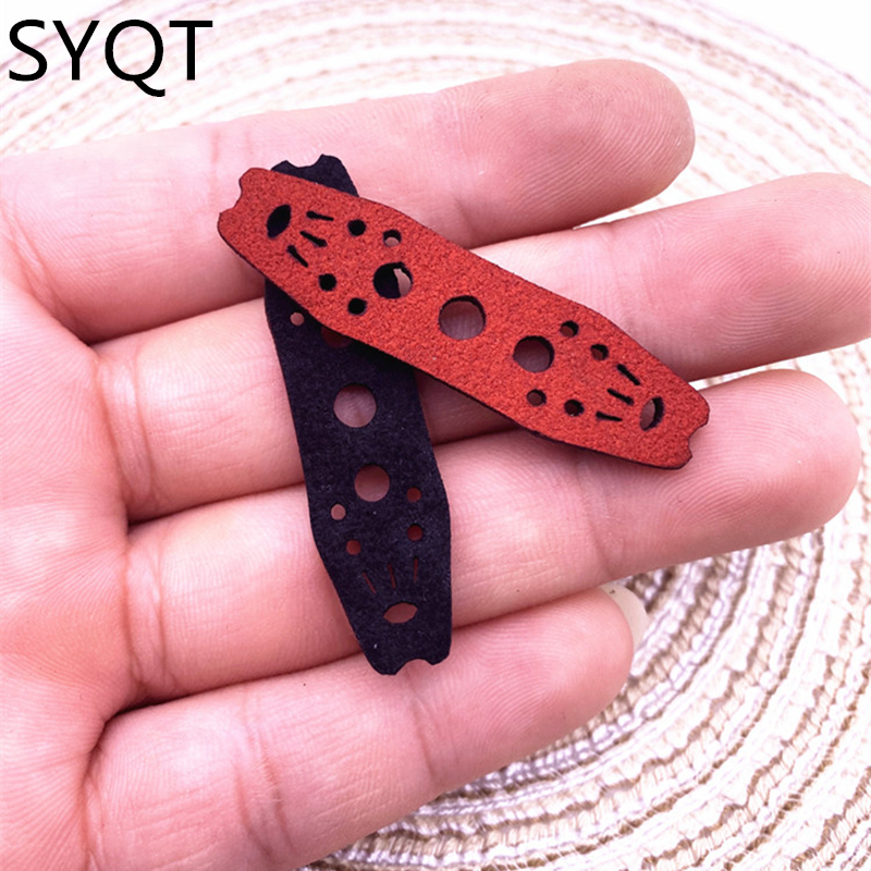 20pcs/lot2.0mm Thick Microfiber Leather Bag, New Red and Black Two-color Hunting Slingshot Leather Bag Bound Rubber Band Solid