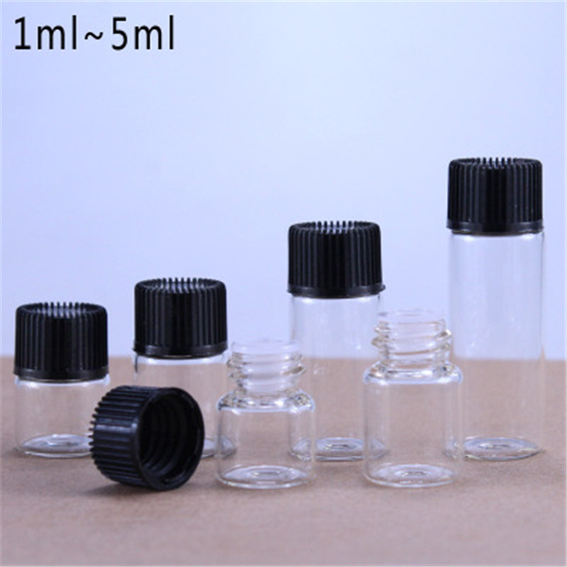 100pcs 1ml 2ml 3ml 5ml clear Glass Bottle Empty For Essential Oil Bottle Glass Bottles For Oil Perfume  Mini Refillable Bottle