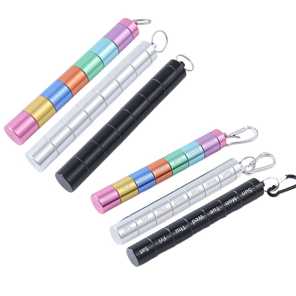 Aluminium Alloy Weekly Pill Box Compact Stackable Medicine Organizer Reusable Portable Mini Metal Pill Container Shopping