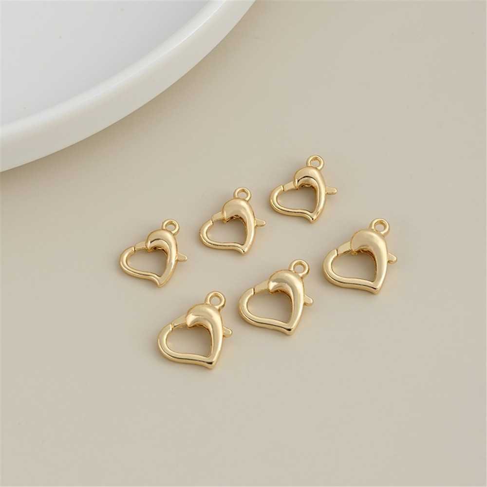 Spring Buckle 14K Gold Covered Heart Handmade Diy Accessories Bracelet Necklace Finishing Lobster Q Buckle Jewelry Material