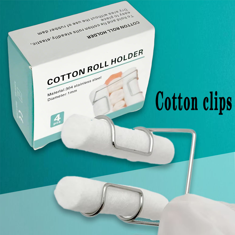 4Pcs Stainless Steel Dental Moisture Clip Cotton Roll Holder Autoclavable Cotton Holder for Dental Lab Use