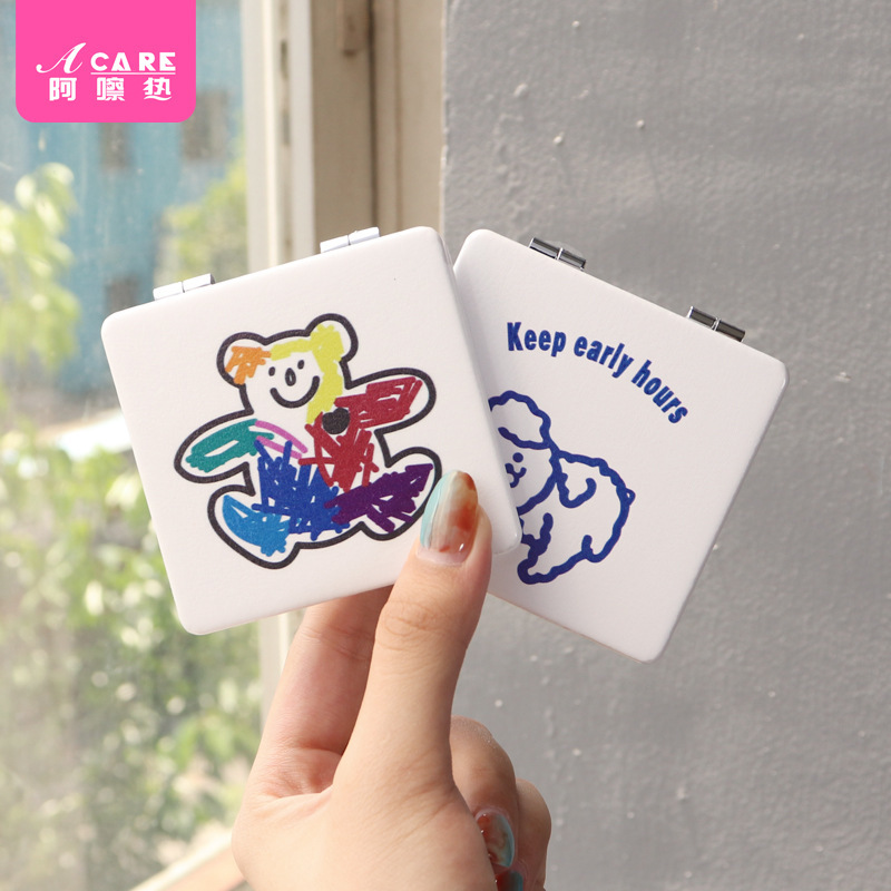 DX01/Mirror/small/Double-Sided/A1PQ0-Small size portable mini makeup mirror double-sided portable and cute students can