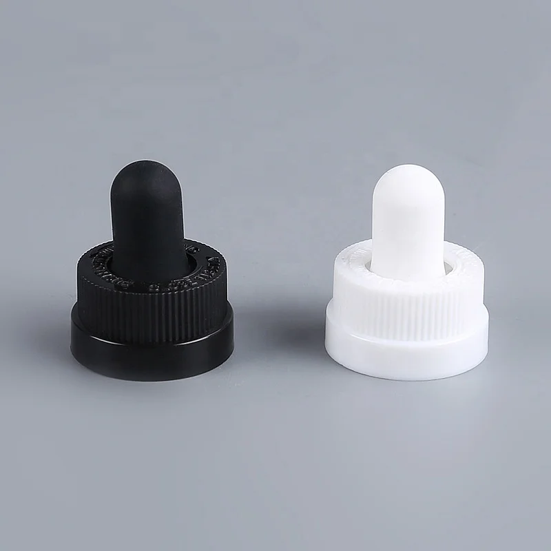 Dropper Pipette Plastic Screw Lid Cap Black and White Child Proof for Bottle Plastic Dropper Pipette Glass Black Dropper Cap