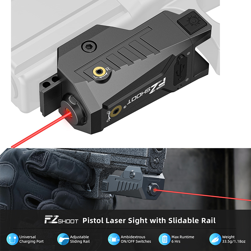 EZshoot Pistol Laser Sight Low Profile Compact Green/Red Laser Sights with Adjustable Slide Rail Compatible with 21mm Picatinny