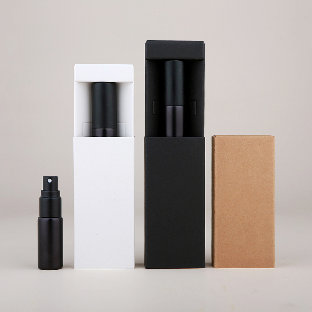 20Pcs 5ml Perfume Bottle Matte Black Spray Bottle Exquisite Package Empty Glass Perfume Bottle Atomizer Print LOGO Pay Extra