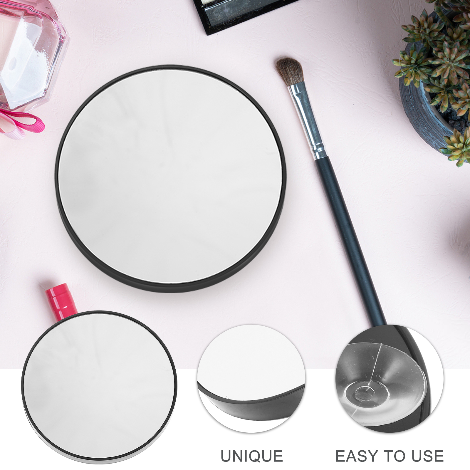 8 .8cm Wall Mirror Suction Cup Vanity Travel Round Suckers Bathroom Magnifying Mount