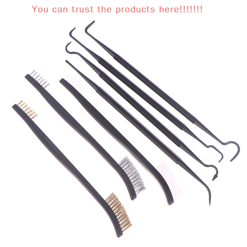 7Pcs Outdoor Rifle Cleaning Kit/ 3Pcs Brush/ 4Pcs Pick Auto Parts Brush Mechanical Brush Camping Accessories Cleaning Tool