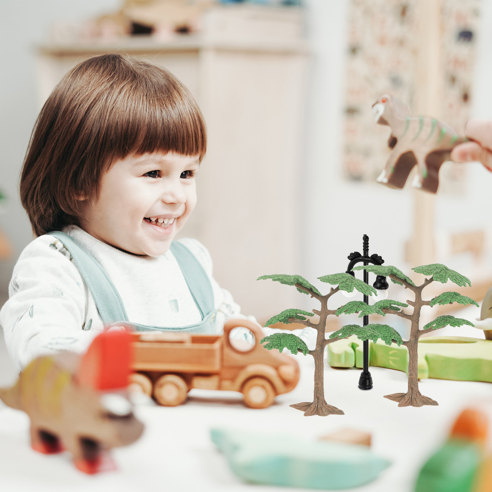 2 PC Landscape Model Tree Toy Plastic Decoration for House Desk Living Room Bright Color Realistic Garden