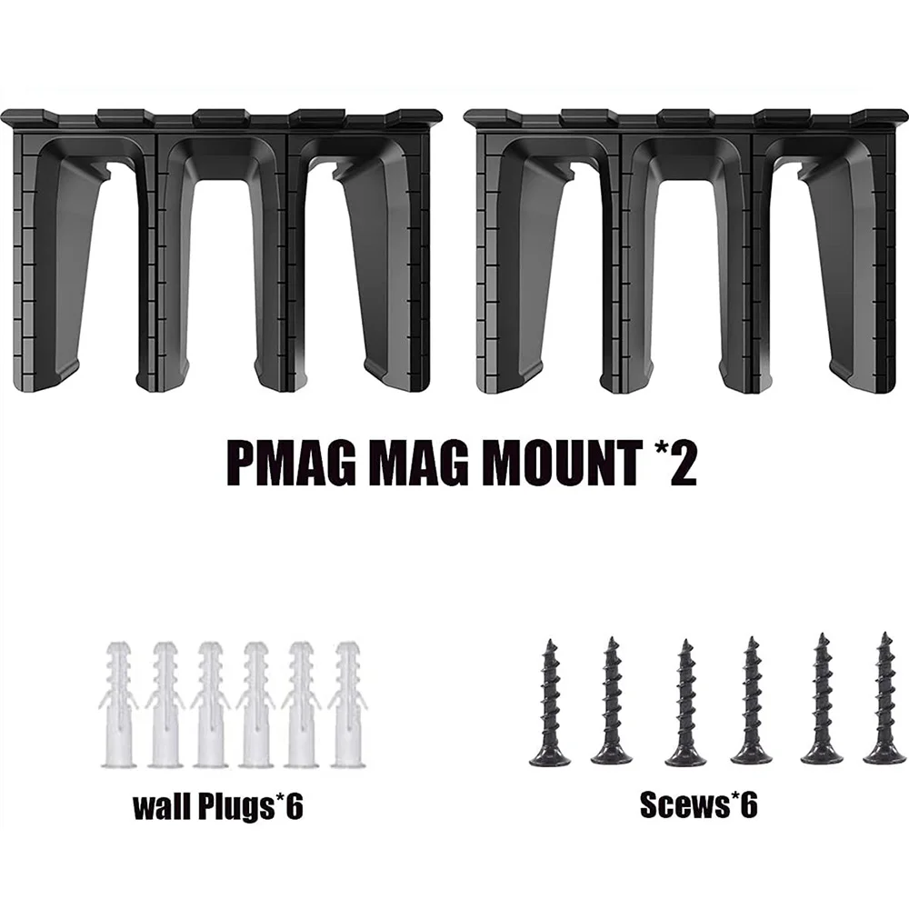 2PCS Solid ABS 3X Standard PMAG Wall Mount Magazine Rack, Family Magazine Storage Rack