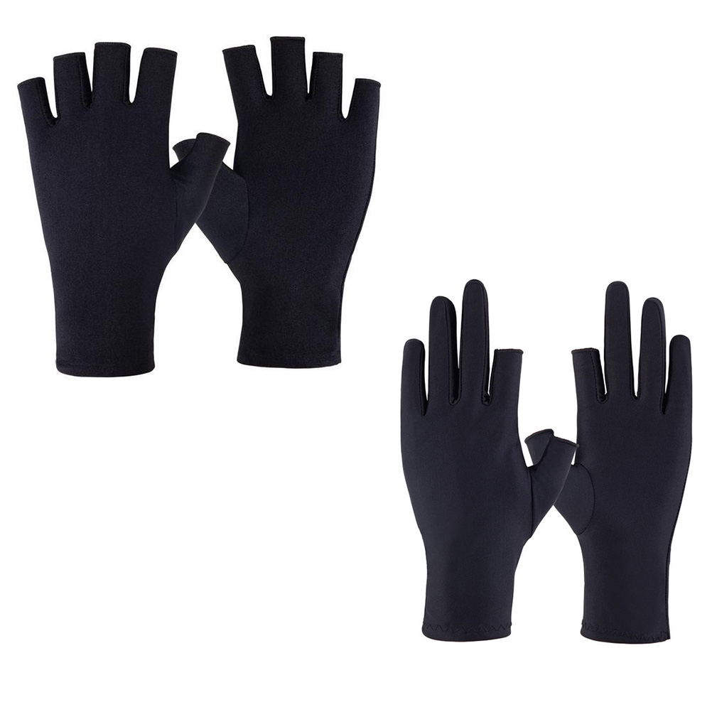 4Pcs Sun Protection Gloves Women Hands Covers Summer Non-slip Short Cycling Gloves Black Half Two Fingers Skin Care Tools