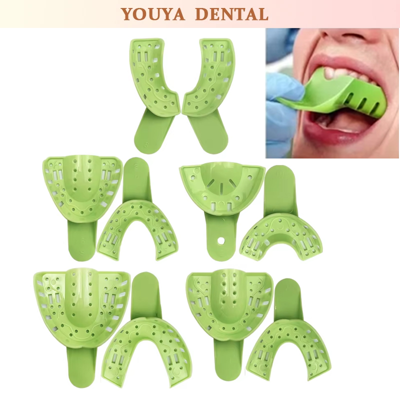 10Pcs/Set Dental Plastic Impression Tray Without Mesh Autoclaved Dentistry Tool Lab Material Teeth Holder Dental Material