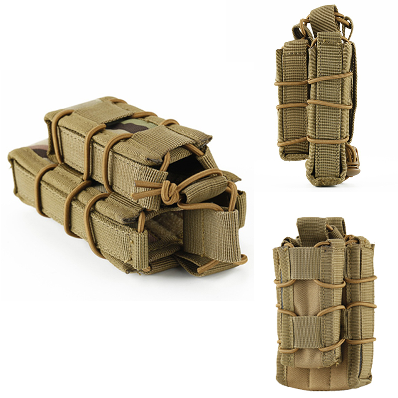 Tactical 9mm Magazine Pouch Hunting Single Double Magazine Outdoor Molle Flashlight Torch Holder Hunting Knife Holster Bag