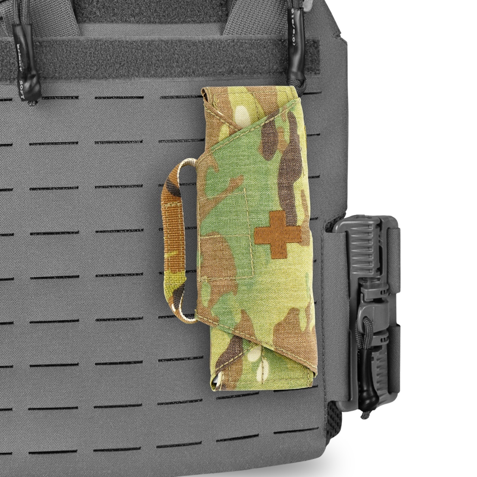 Tactical MOLLE Tourniquet Pouch with Hook and Loop, 500D Nylon TQ Holder for Vest and Belt, Airsoft Paintball Accessories