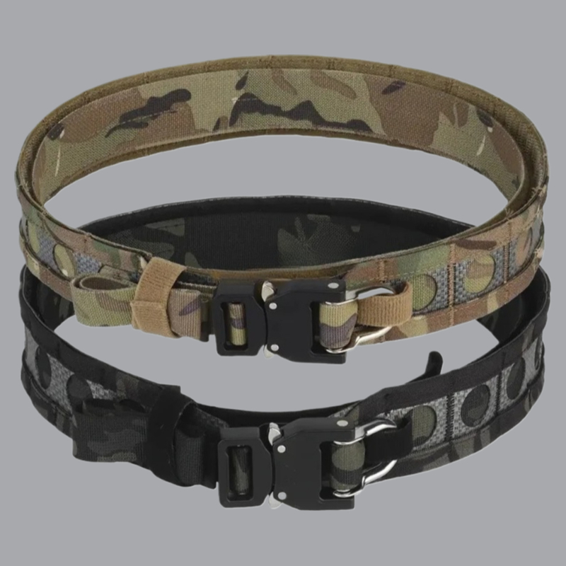 Ferro Bison Belt Tactcal Battle 2 Layers Waistbelt Quick Detach Metal D-Ring Buckle MOLLE Hunting Combat Waistband Airsoft Gear