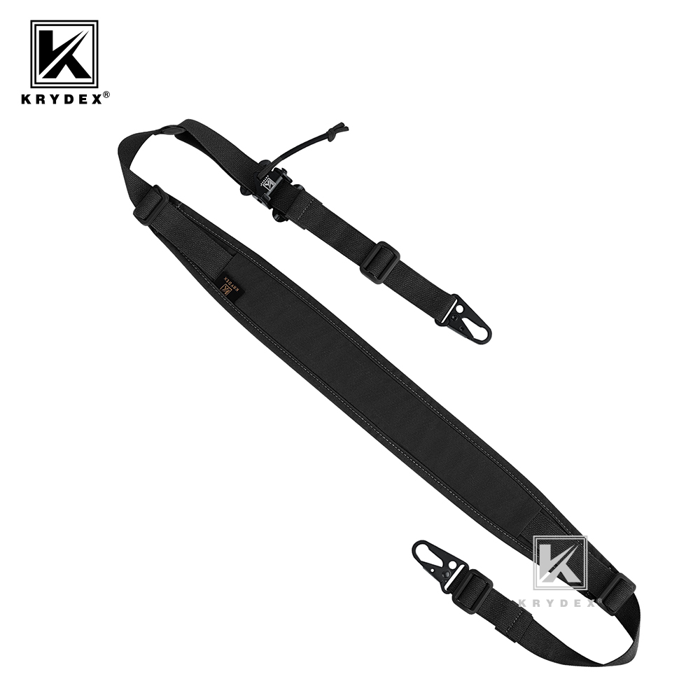 KRYDEX Tactical Rifle Sling Slingster Strap 2 Point / 1 Point 2.25" Modular Removable Padded Belt For Shooting Hunting Black