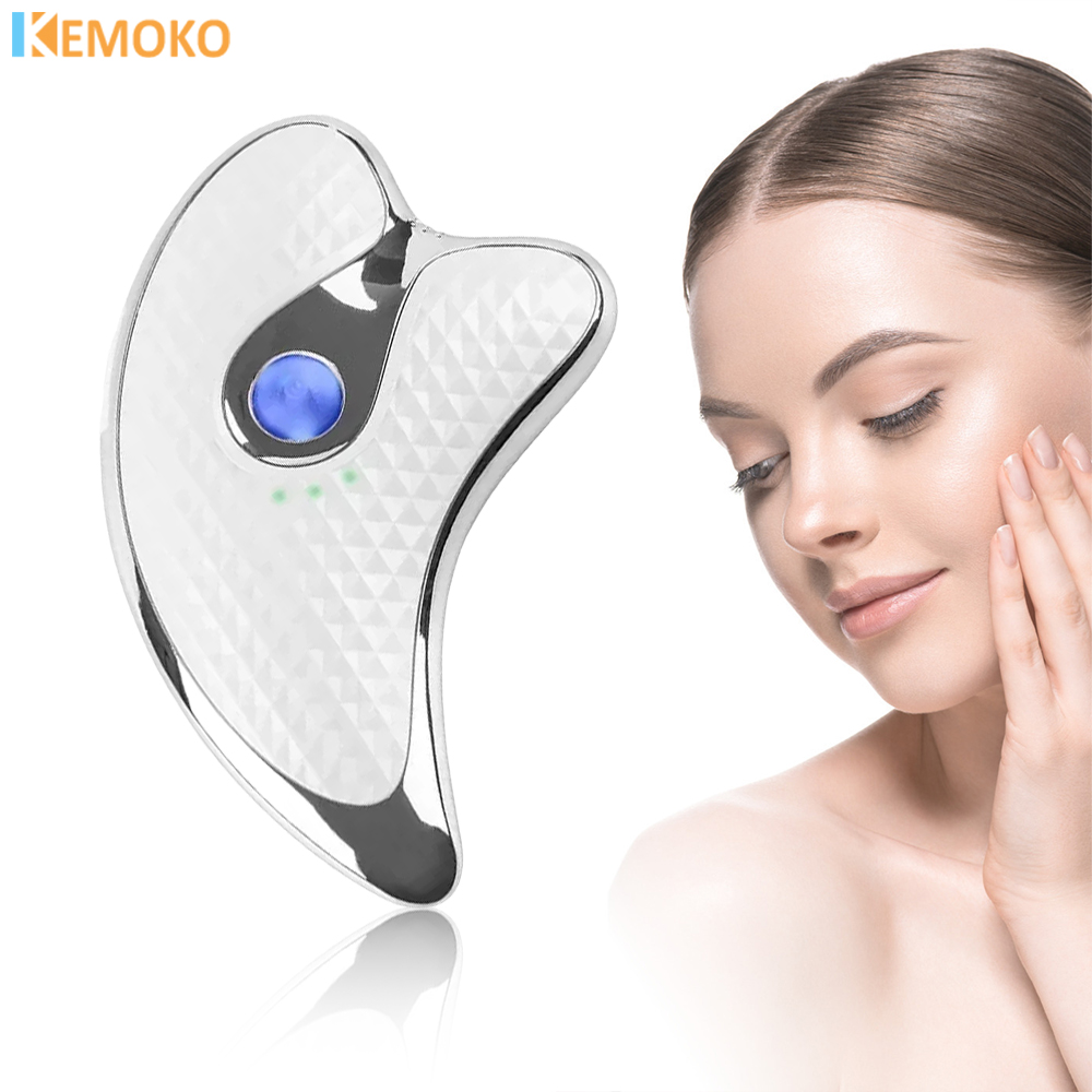 Microcurrent Electric Facial Gua Sha Massager Heated Vibration Face Scraping Tightening Wrinkles Double Chin Skin Face Lifting