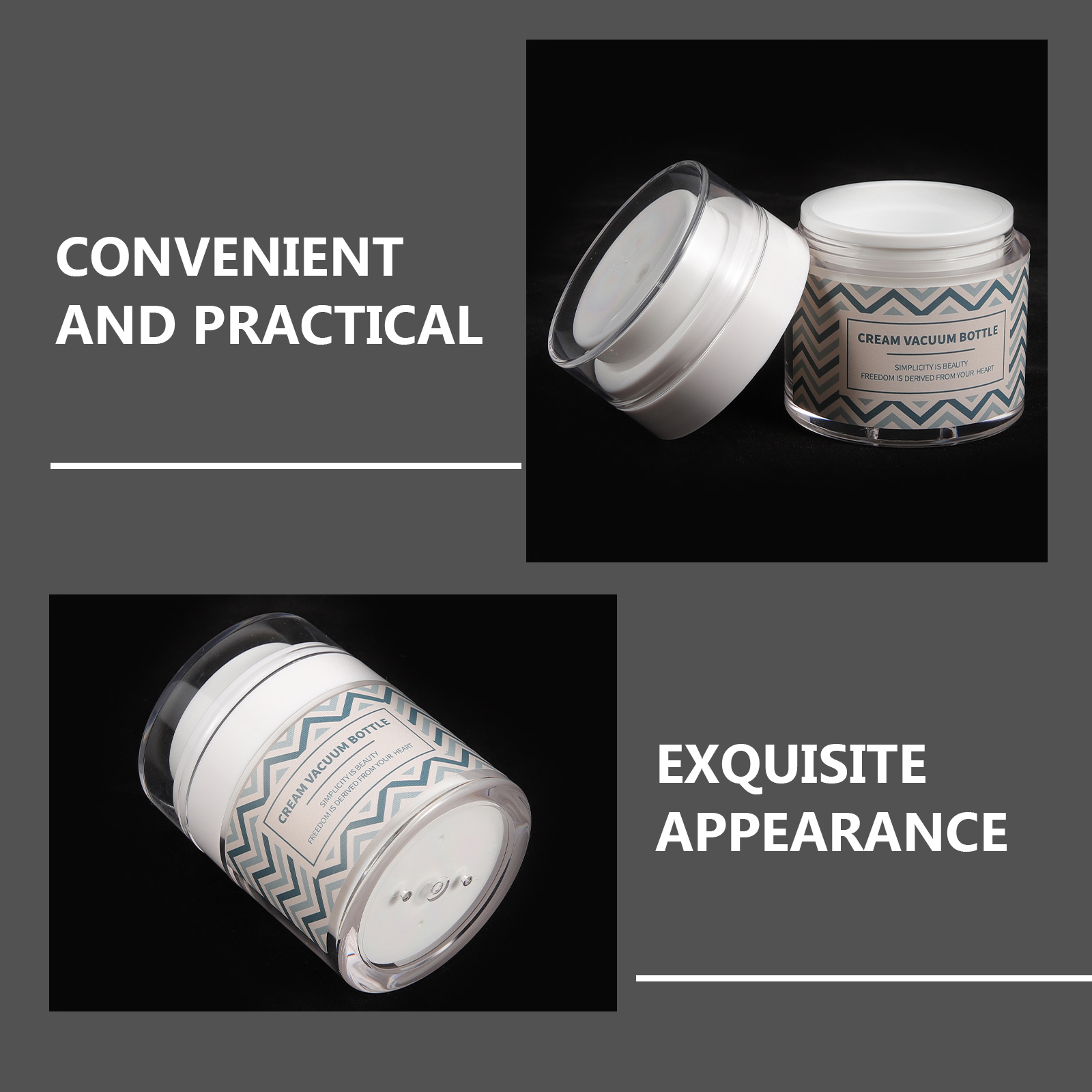 2pcs Travel Size Bottles Empty Plastic Containers for Lotion Cream Skincare Vacuum Moisturizer Jar Refillable