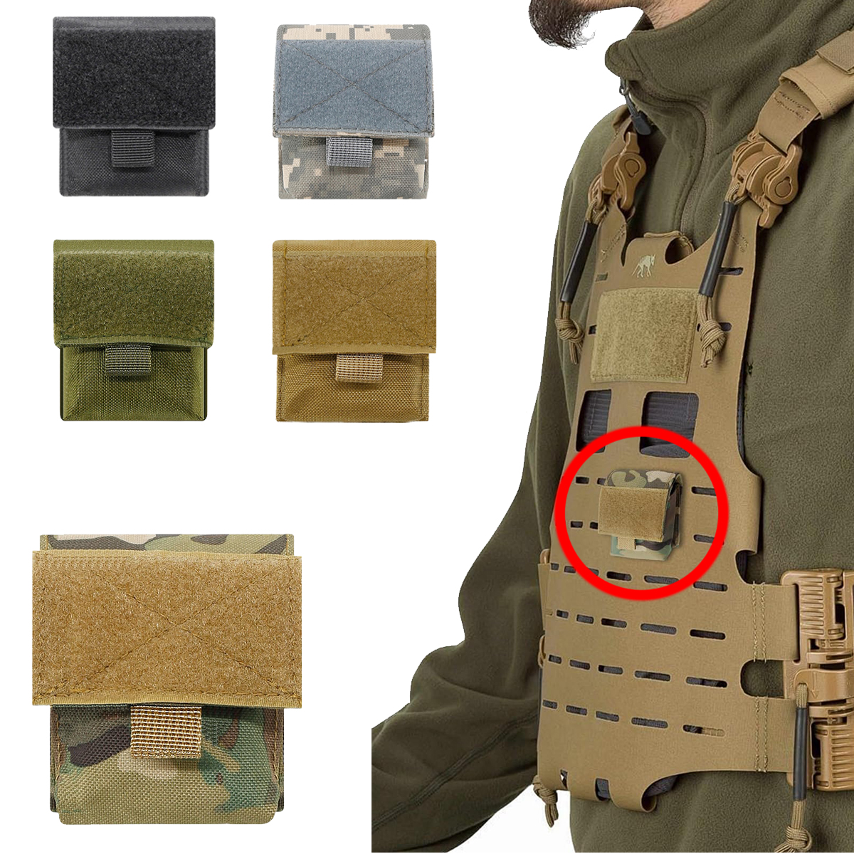 2 Pcs EDC Molle Cigarette Pack Tactical Small Tool Bag Wallet for Cigarette Case Card Holder Lighter Slot Mini Cigar Belt Pouch