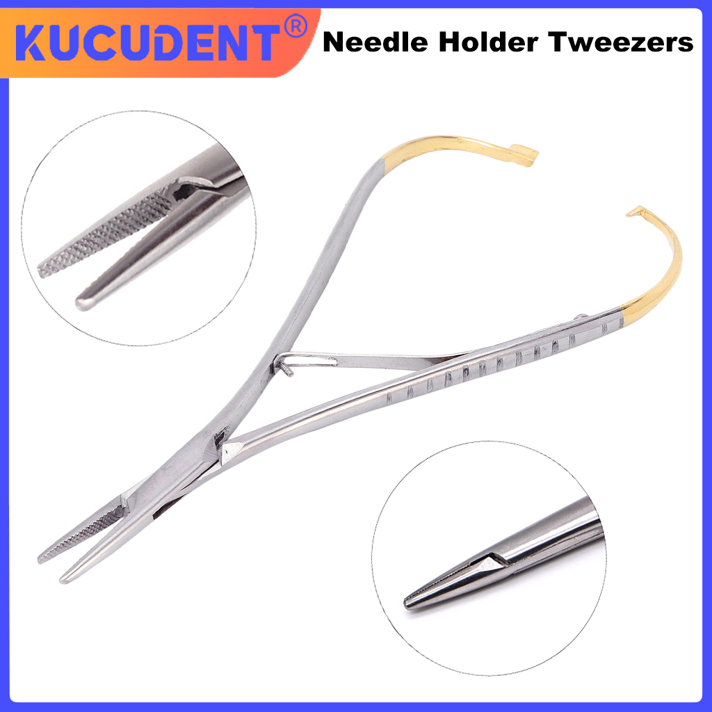 KUCUDENT Dental Needle Holder Pliers Tweezers Orthodontic Instrument Mathieu Forceps Stainless Steel Mathieu Needle Holder