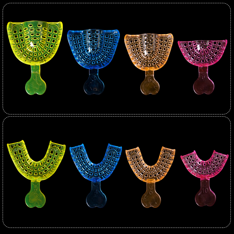 2Pcs Dental Impression Trays Plastic Disposable Colorful Upper Lower Teeth Holder Plaster Mold Tray Dentistry Material