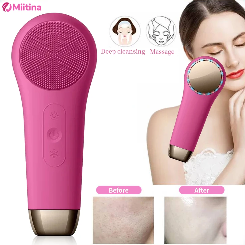 Electric Facial Cleansing Brush Silicone Ultrasonic Vibration Face Scrubber Deep Pores Blackhead Cleaning Washing Skin Massager