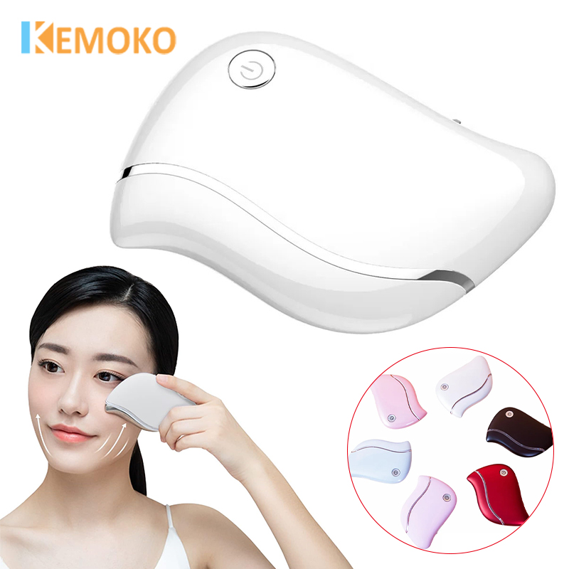 Electric Microcurrent Guasha Scraper Board Face Massager Wrinkle Face Lift Firming Device Gua Sha Plate Remove Edema Beauty Care