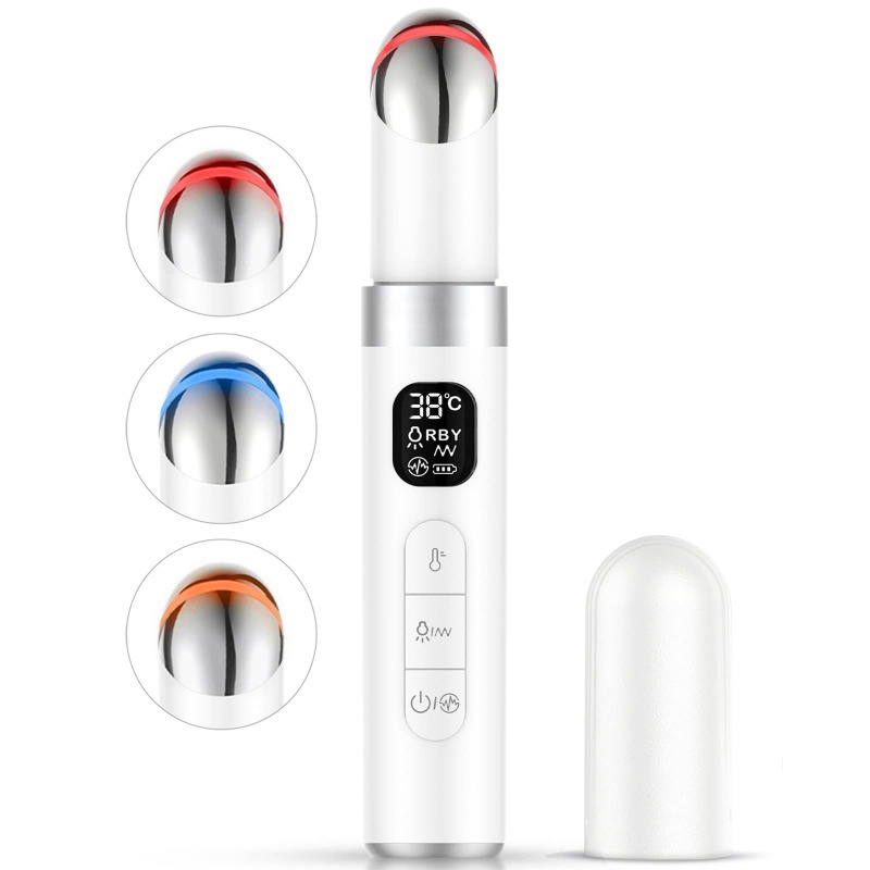 New EMS Eye Massager Electric Hot Compress Eye Skin Lift Anti Age Wrinkle Vibration 45℃ Hot Massage Relax Eyes Photo Therapy