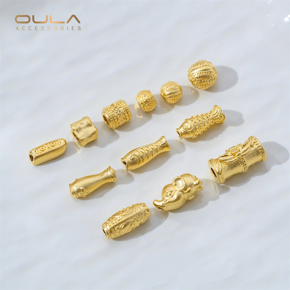 Vietnamese Gold Accessories Jiyan Bucket Beads Tube Beads Bamboo Interlocking Beads Diy Pearl Bracelet Chain Jewelry Materials