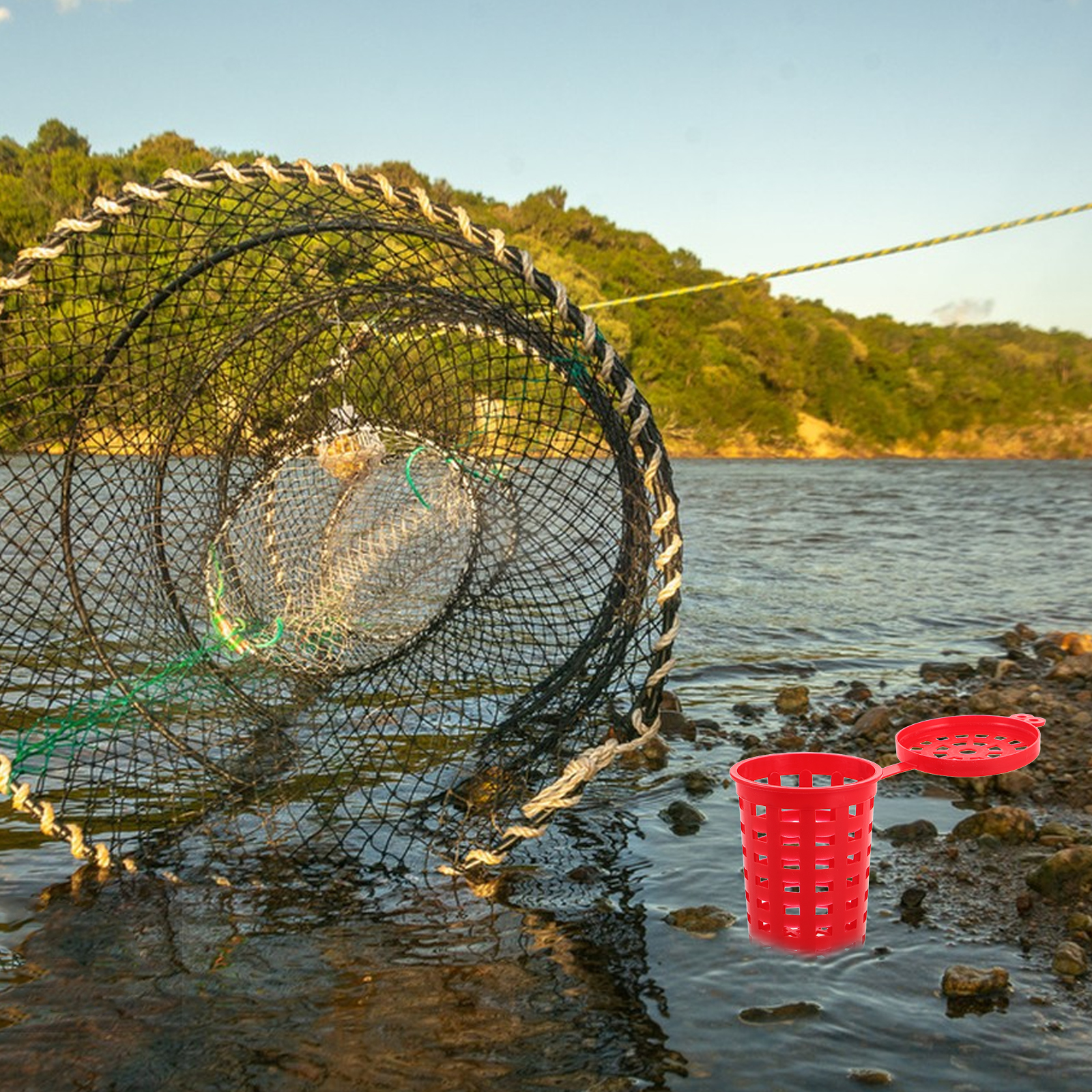 10pcs Bait Cage Large Capacity Fishing Accessories Durable Bait Basin Replacement Box Outdoor Feeder for Shrimp