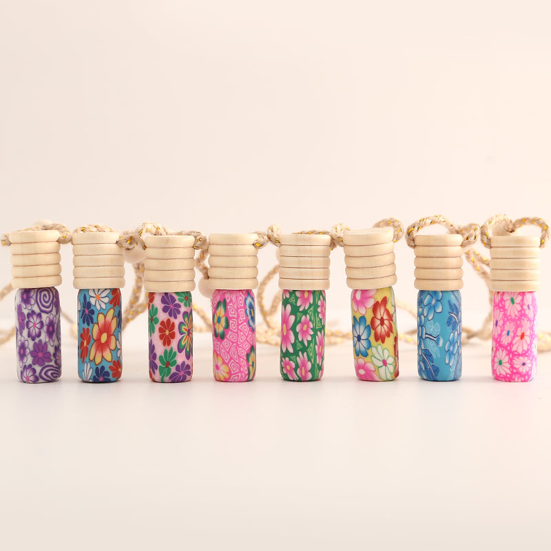 10pcs/lot 5ml mini screw print perfume bottle polymer clay empty small perfume refillable bottle Car Pendant Personalized Gift