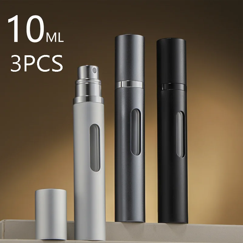 3PCS 10ML Refillable Glass Perfume Bottles Spray Bottle Aluminum Atomizer Liquid Cosmetic Container Potable Bottle for Travel