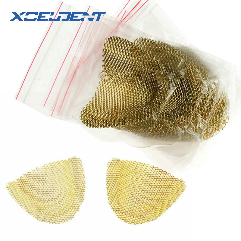 20Pcs/Pack Upper Lower Dental Lab Gold Denture Materials Golden Metal Palatal Reinforcement Mesh For Acrylic Partial Denture