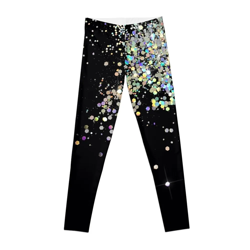 Black & Holographic Sparkle Leggings for girls gym pants Fitness woman exercise clothing for Womens Leggings