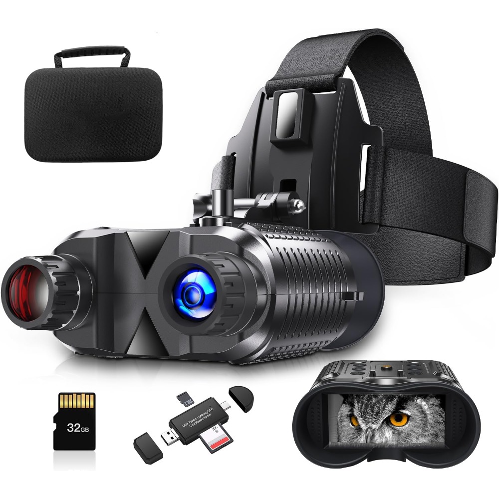 Night vision goggles with headband - rechargeable infrared binoculars 2.7 "screen 1312FT compatible fast