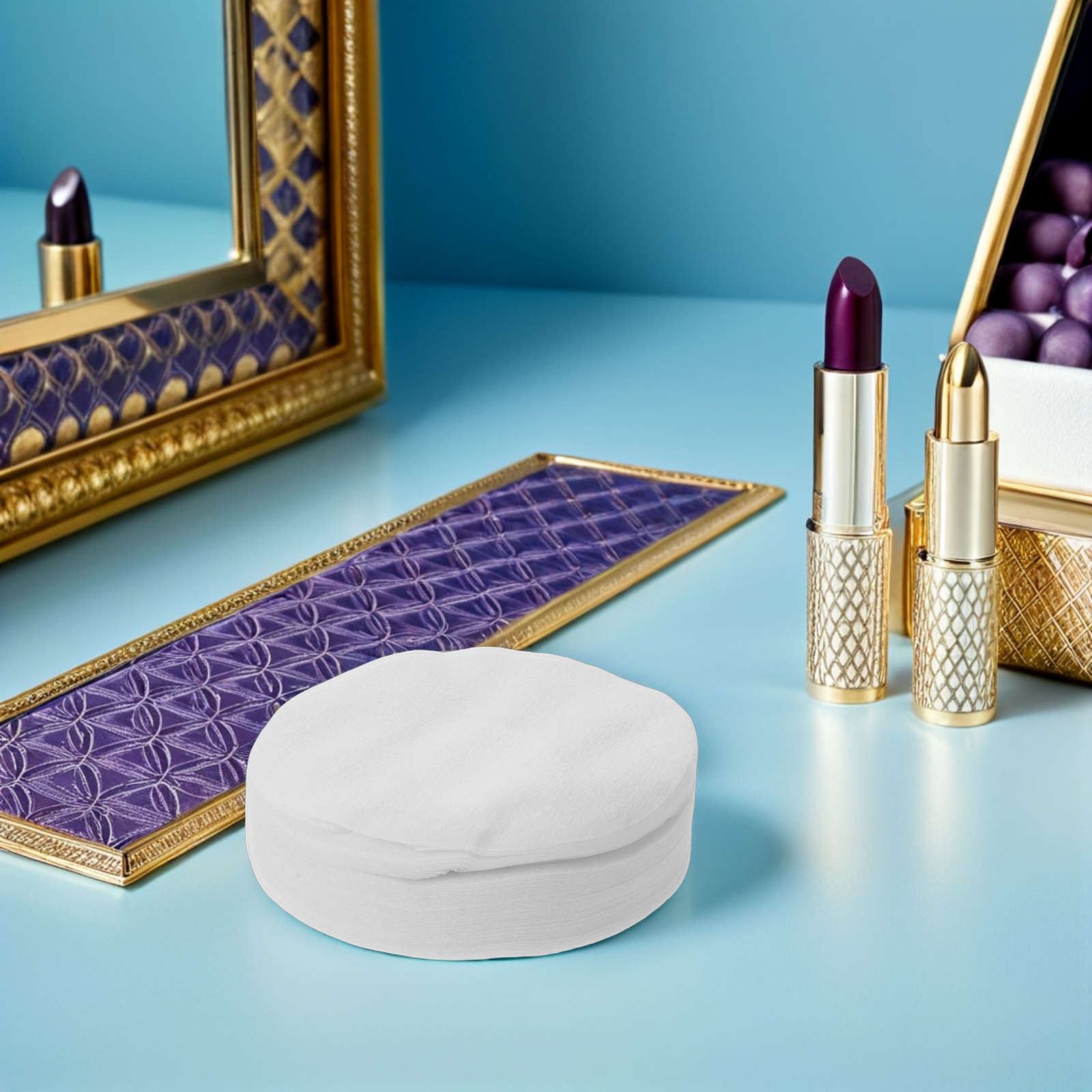 50 Pcs Health Instrument Cotton Pads Makeup Remover Rounds Facial Cleaning Handle Removal for Face