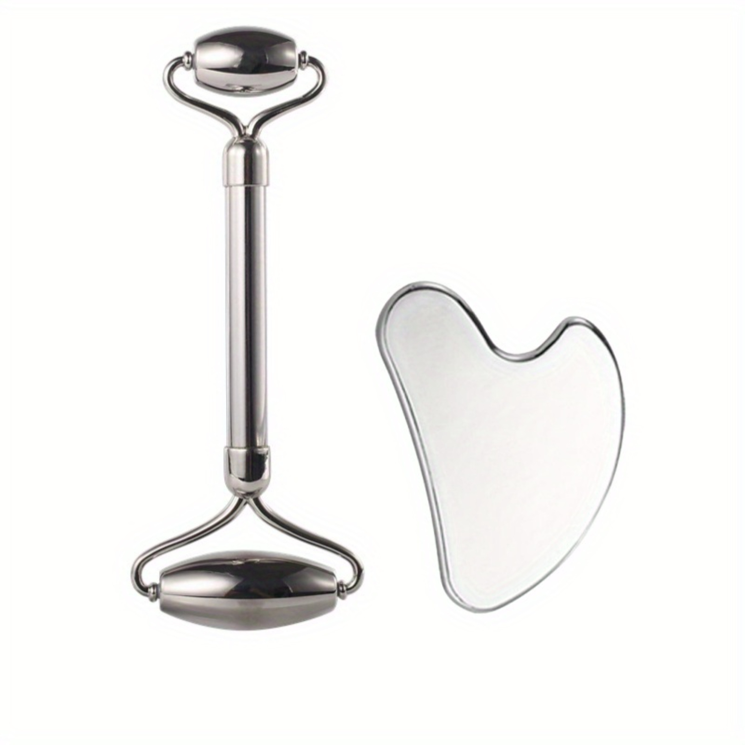 2pcs/set 304 Stainless Steel Facial Beauty Massage Roller & Gua Sha Tool - Double Head Eye Roller for Skin Care - Face, Eye, and