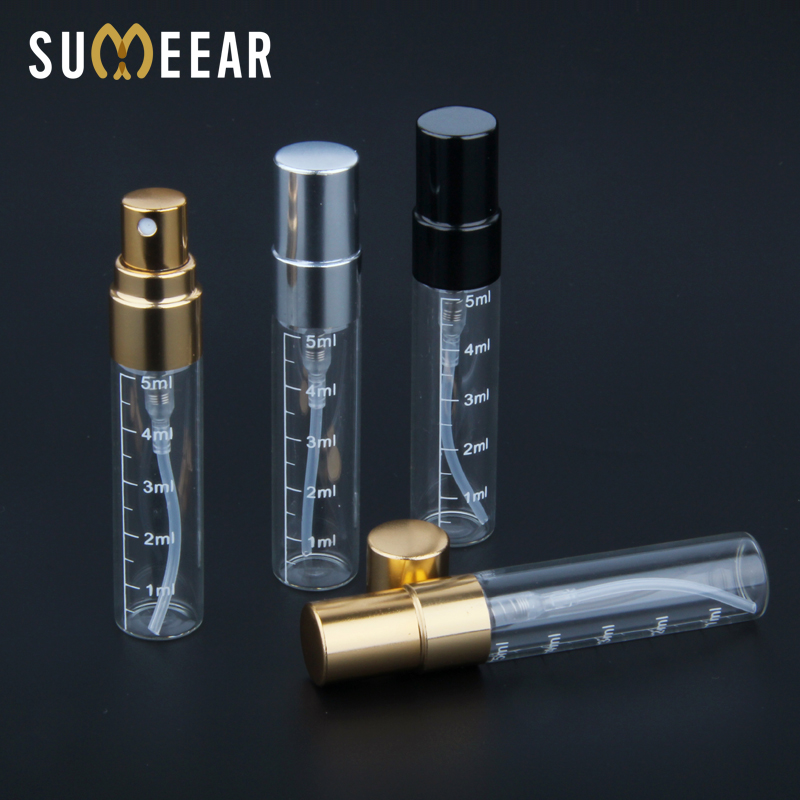 100 pieces/lot 5ml Scale empty perfume bottle Aluminum Spray Atomizer Portable Travel Cosmetic Container Bottles