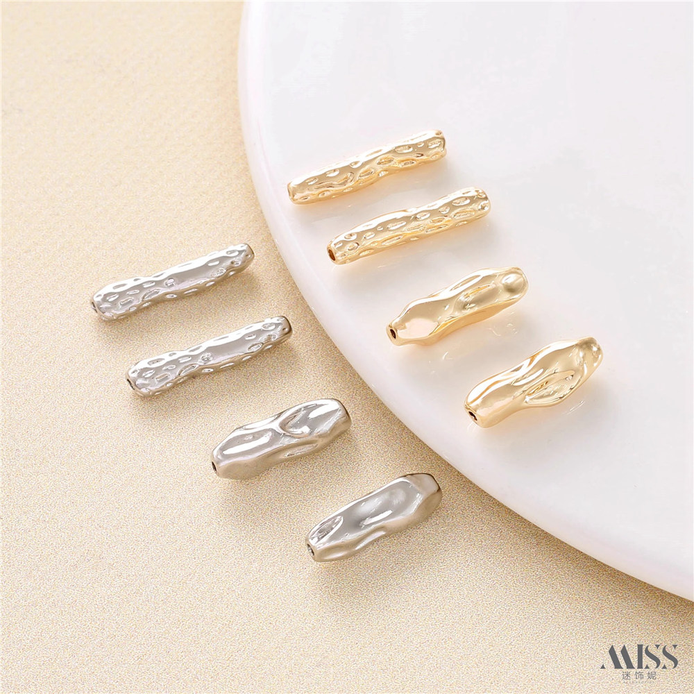 14K Gold Bag Color-preserving Long Baroque Tube Beads Irregular Concave and Convex Strip Beads DIY Bracelet Necklace Accessories
