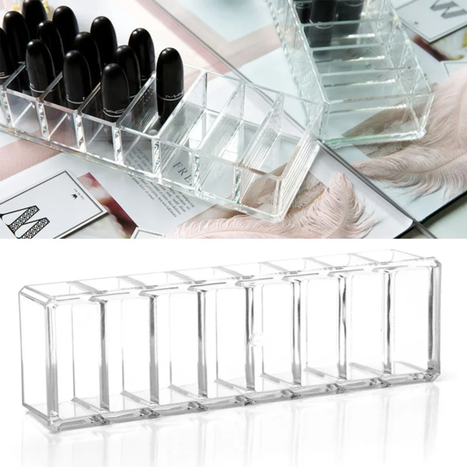 8 Compartments Makeup Organizer, Acrylic Cosmetic  Jewelry Display Boxes, Clear Drawer Organizers Case