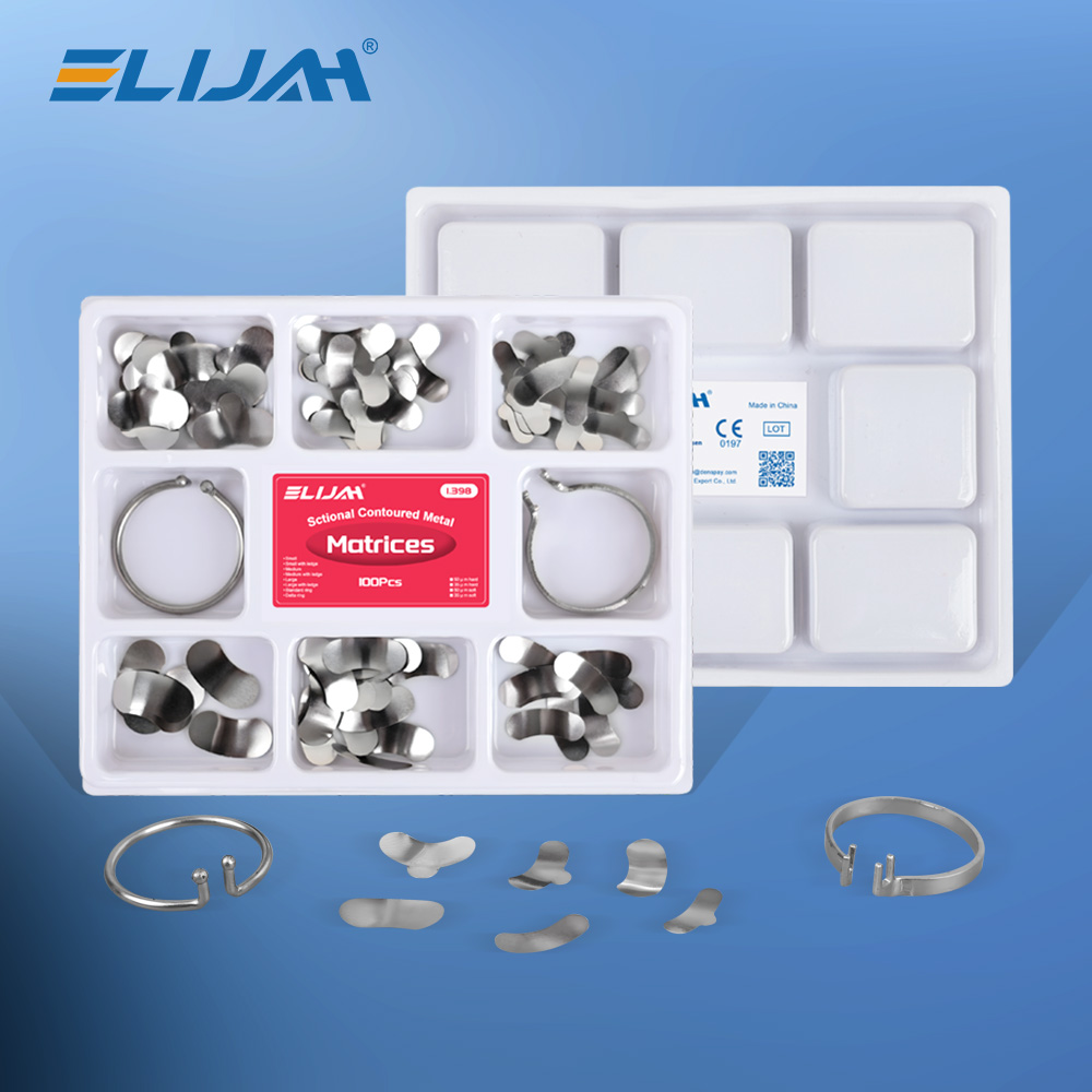 ELIJAH 100Pcs Dental Sectional Matrix System Dental Sectional Matrix Band Resin Clamping Seperating Ring Dentist Tools