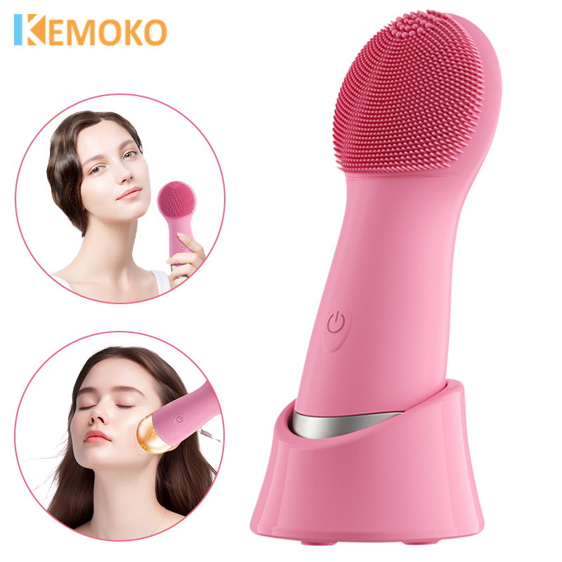 6 Gear Electric Silicone Facial Brush Cleaner Vibration Roller Massage Pore Cleansing Instrument Waterproof Beauty Cleaning Care