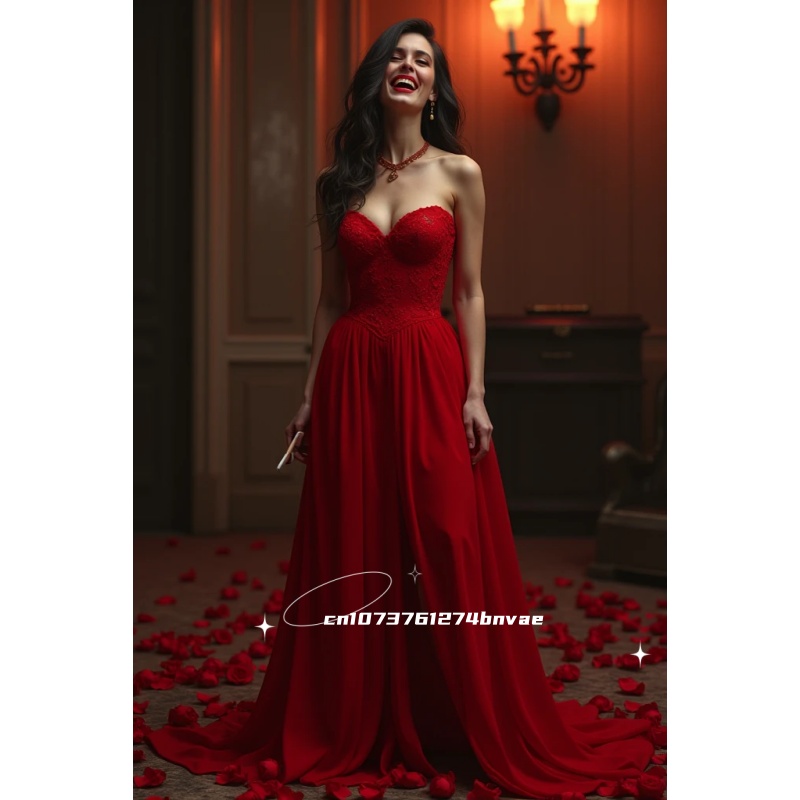 Elegant Red Satin A-Line Wedding Dress Lace Appliques Sweetheart Strapless Long Vintage Bridal Gown Back Lace-Up Customized