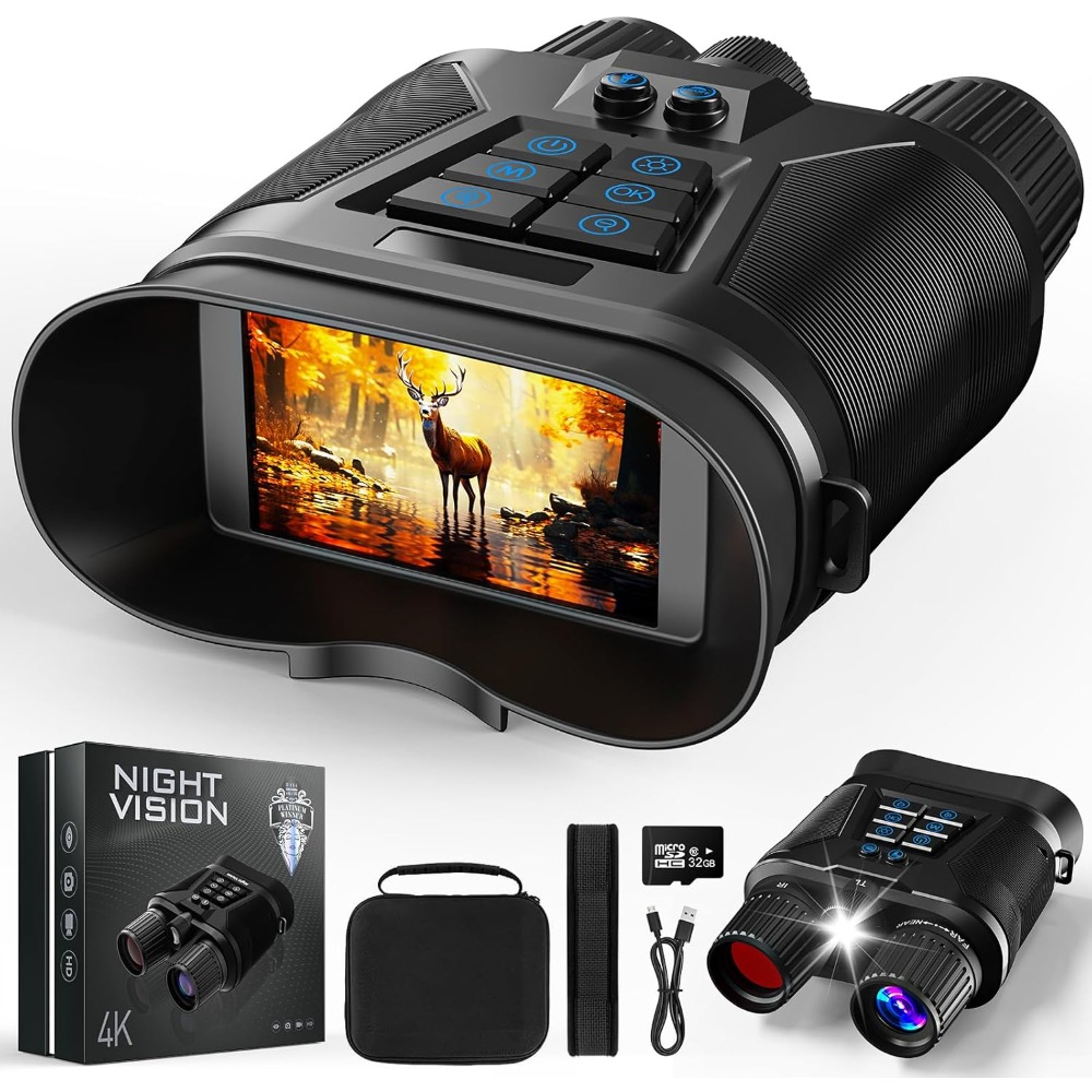 Night vision goggles with camera, 3,280 ft infrared, 8x digital zoom, 5,000mah battery and 32GB memory card