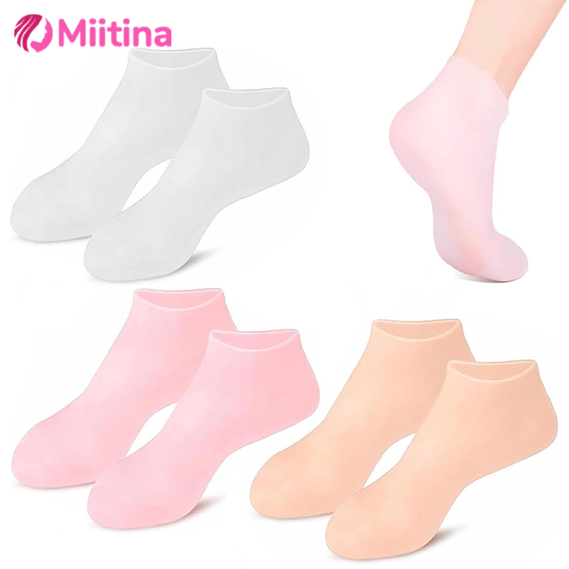 1Pairs Silicone Moisturizing Foot Socks for Dry Cracked Feet/Hand Care Socks Spa Reusable Massage Silicone Socks