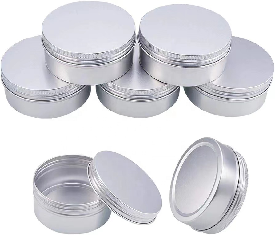 Refillable Aluminum Box Contianer for Candy Candle Tea Spice Pomade Aluminum Cosmetics Tin Big Round Aluminum Tin Jar with Lids